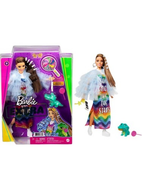 Barbie Extra Renkli Elbiseli Bebek GYJ78